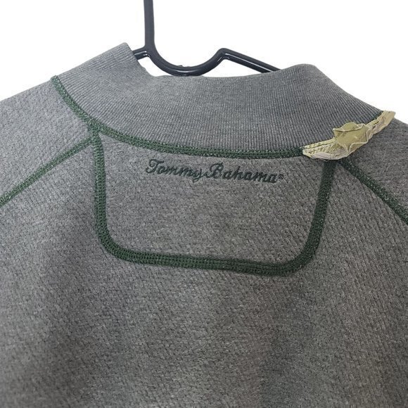 Tommy Bahama Mens Size XL Green Gray Marlin Reversible 1/4 Zip Sweater - Picture 5 of 11